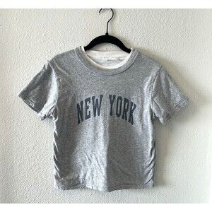 Brandy Melville Baby Tee One Size Layered New York Gray White Short Sleeve